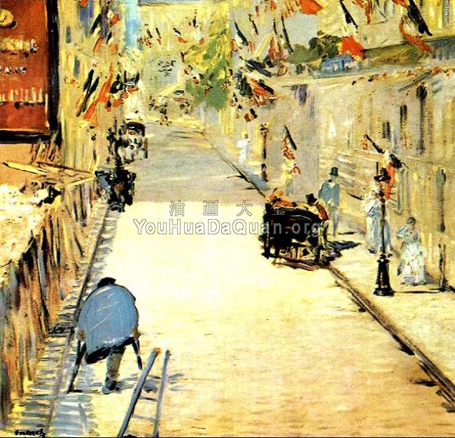 Rue Mosnier decorated with Flags - 爱德华·马奈